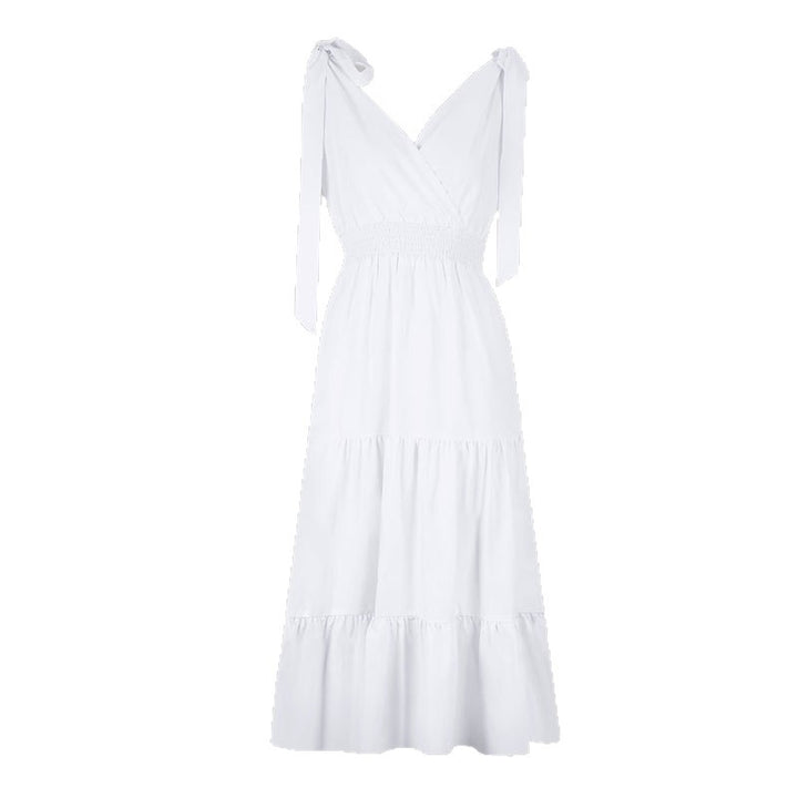 Damen Maxikleid mit schickem V-Ausschnitt und Rüschendetail Drune