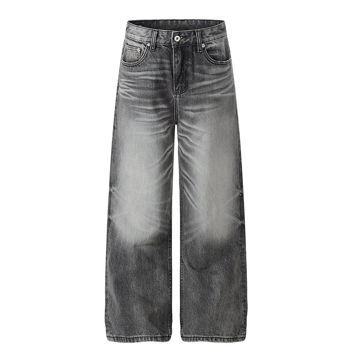 Damen Hochtaillierte Wide‑Leg Denimhose mit Used-Fade-Effekt Drune