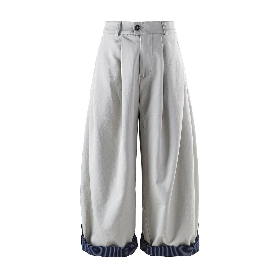 Damen weite High‑Waist‑Culotte mit Kellerfalte und verkürztem Bein Drune