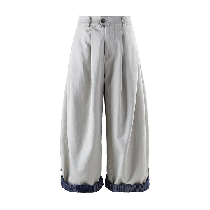 Damen weite High‑Waist‑Culotte mit Kellerfalte und verkürztem Bein Drune