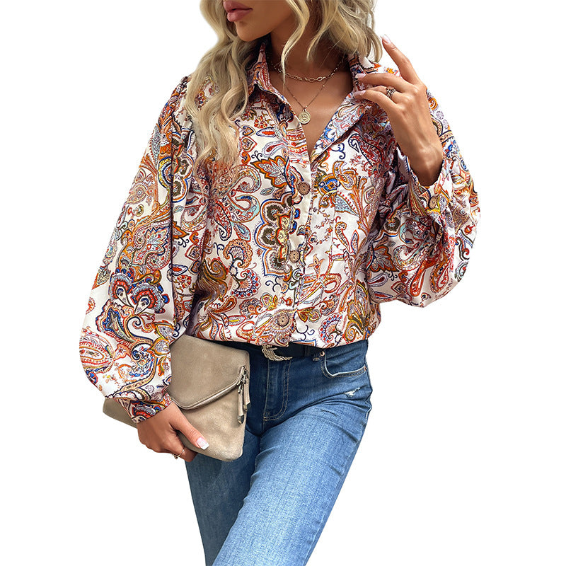 Damen Verspielt gemusterte Bluse Drune
