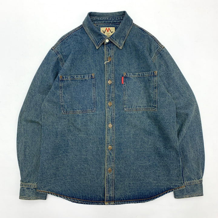 Herren Relaxed Denim-Hemdjacke mit aufgesetzten Brusttaschen und gerundetem Saum Drune