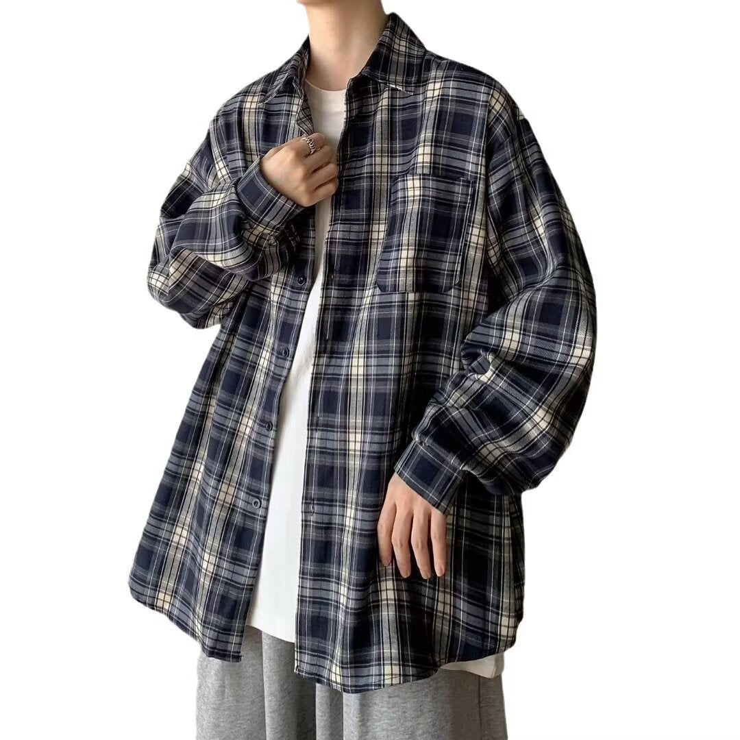Damen Lässige Karobluse mit weitem Schnitt Drune
