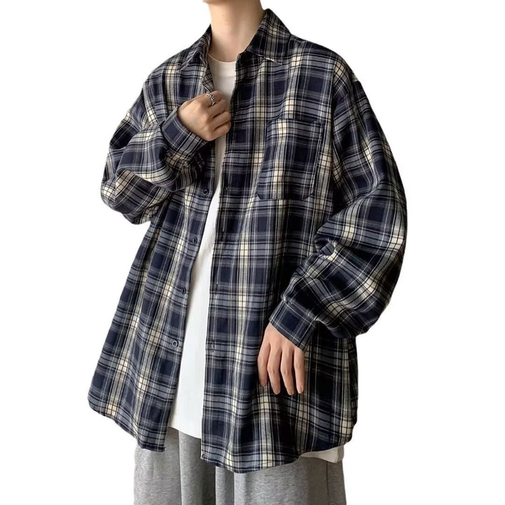 Damen Lässige Karobluse mit weitem Schnitt Drune
