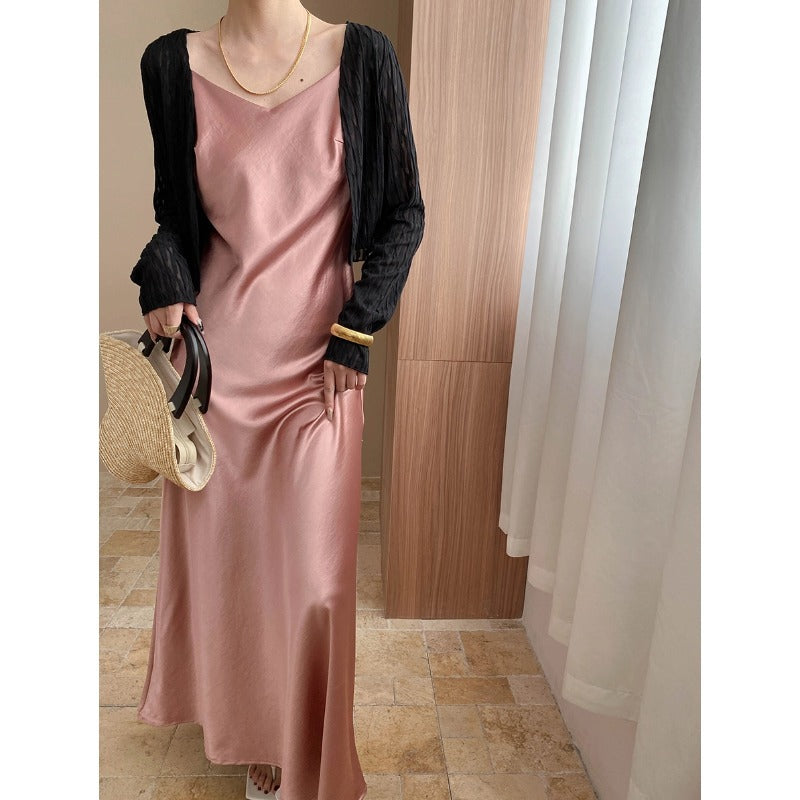 Damen elegantes Maxikleid mit Tüllbolero Drune