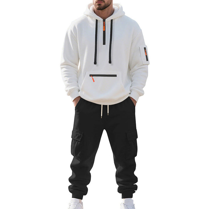 Herren Zweiteiliger Performance-Jogginganzug mit Kapuzen-Hoodie, wasserabweisenden Reißverschlüssen und Cargo-Jogger Drune