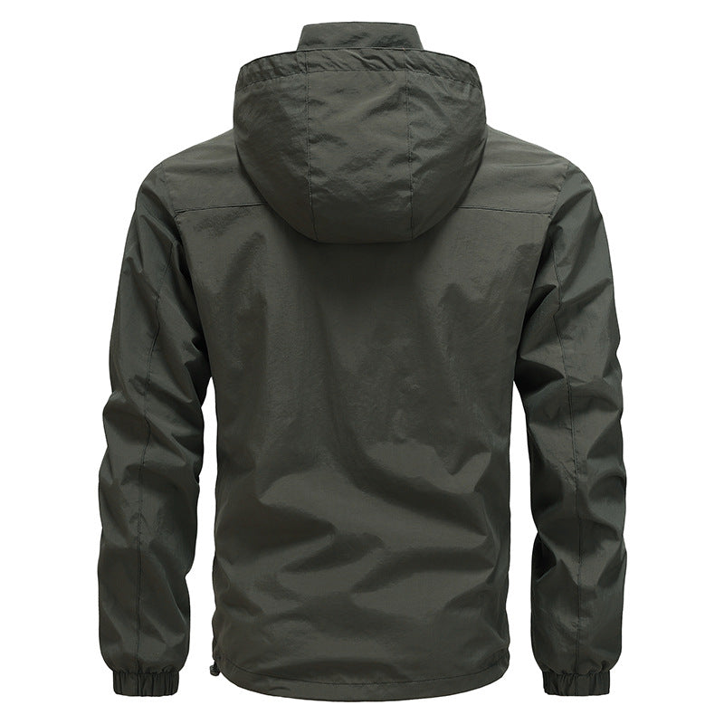 Herren Atmungsaktive ultraleichte Wind- und Regenjacke mit Mesh-Innenfutter und verdeckter Brusttasche Drune
