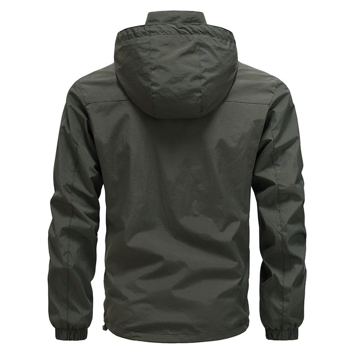 Herren Atmungsaktive ultraleichte Wind- und Regenjacke mit Mesh-Innenfutter und verdeckter Brusttasche Drune