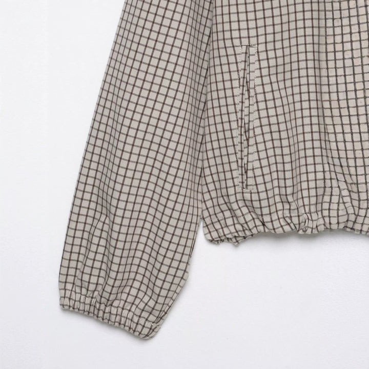 Damen Kariertes Cropped-Blouson mit Kapuze, Tunnelzug und Reißverschluss Drune