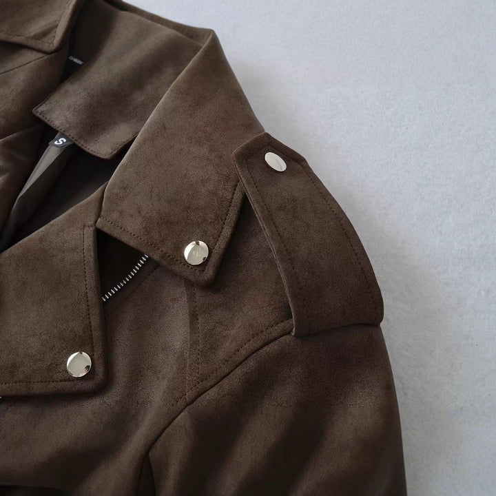 Damen modische Bikerjacke aus hochwertigem Wildleder Drune