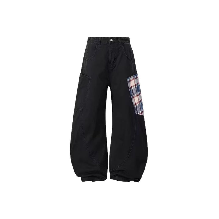 Damen Weitgeschnittene Cargo-Hose mit Karomuster Drune