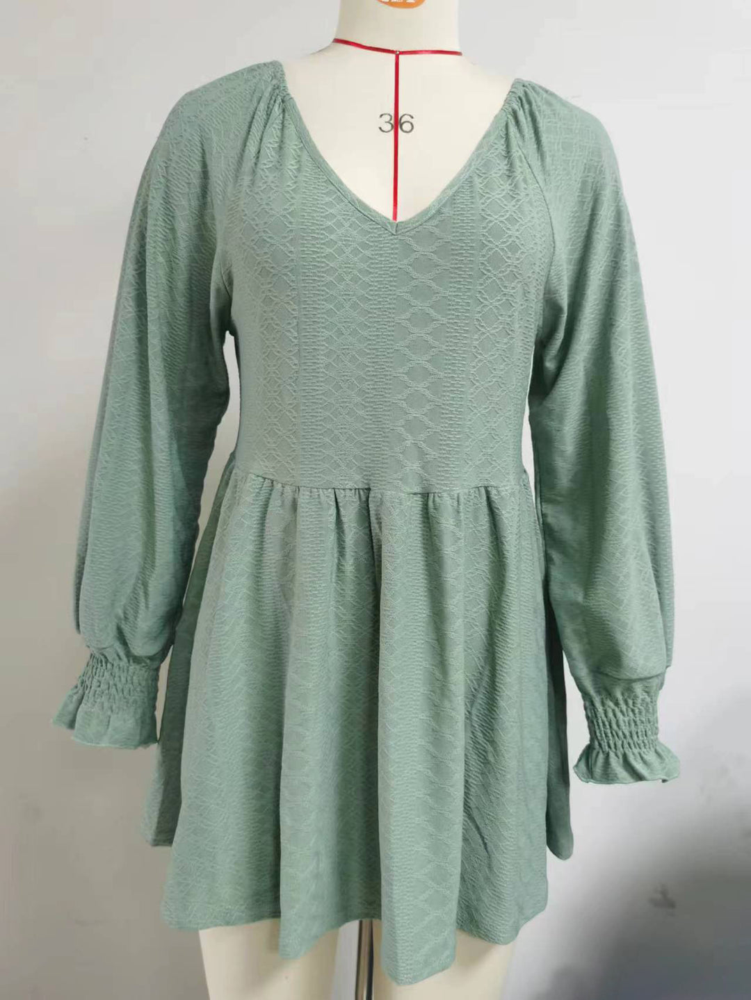 Damen lässiges V-Ausschnitt Blusenshirt mit Rüschen und Taschen Drune