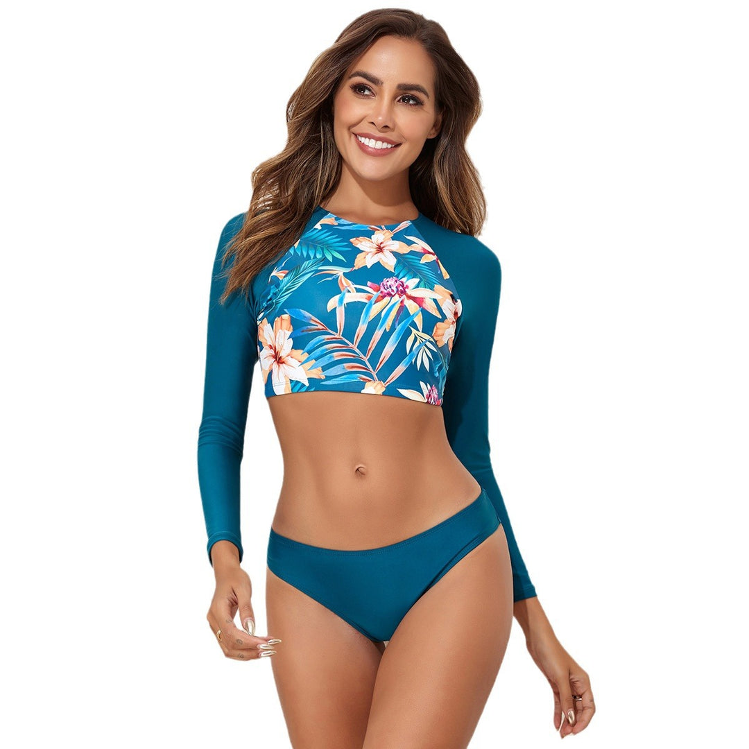Damen Langarm Badeshirt und Bikini Set Drune