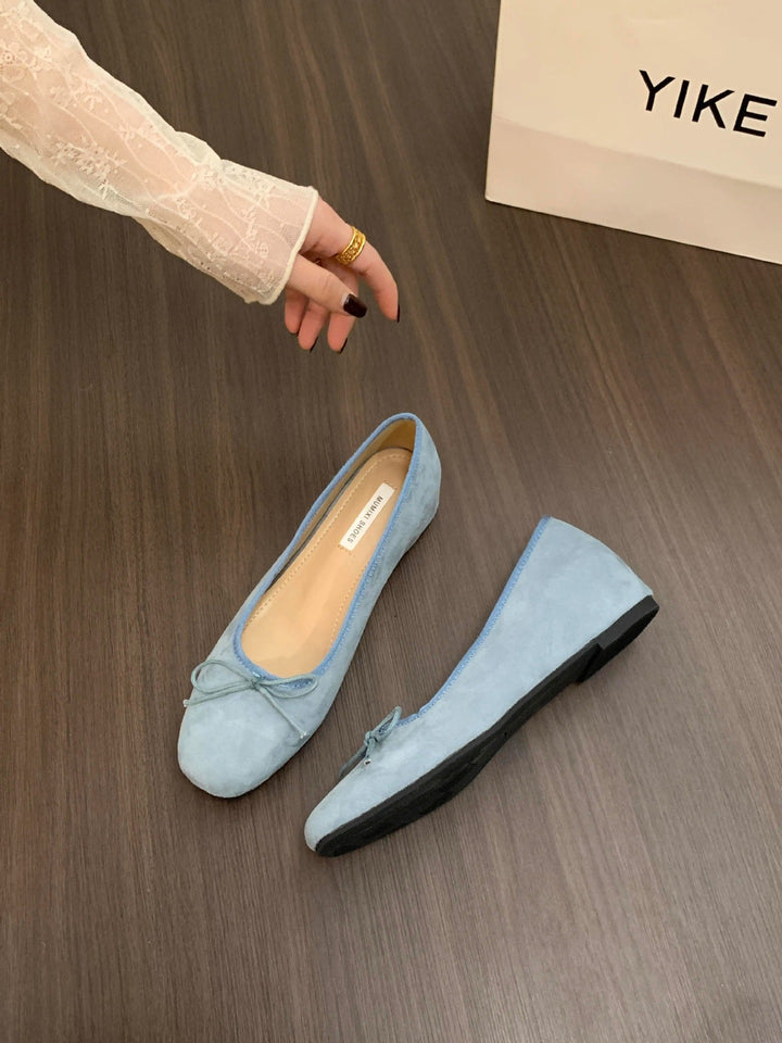 Damen Ballerinas aus hochwertigem Wildleder mit dekorativer Schleife Drune