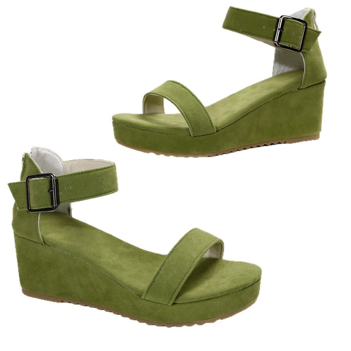 Damen Keil-Sandalen mit verstellbarem Riemen und rutschfester Sohle Drune