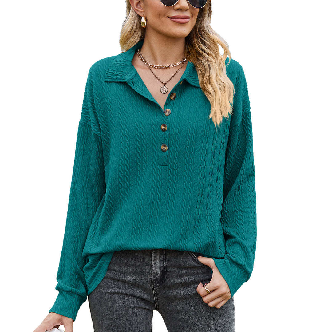 Damen Langarmshirt mit strukturiertem Kabelstrick und modischem Kragen Drune