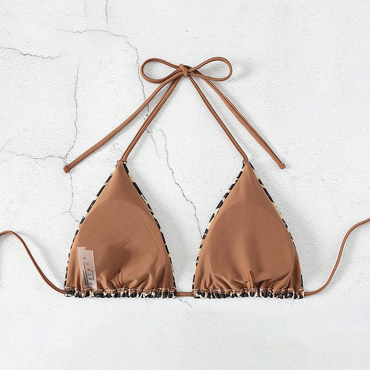 Damen Dreieck-Bikini mit Leo-Muster und verstellbaren Bindebändern Drune