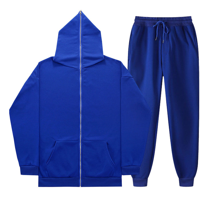 Unisex nan leichter French-Terry Zip-Hoodie und tapered Jogginghose Set mit Raglanärmeln, Kängurutasche und elastischem Komfortbund Drune