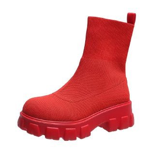 Damen trendige Stiefel mit hohem Schaft und robustem Plateau Drune