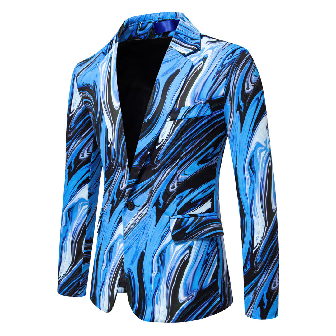 Herren Zweiteiliges Statement-Anzug mit schmal geschnittenem Sakko und Slim-Fit Hose im Marmorprint Drune