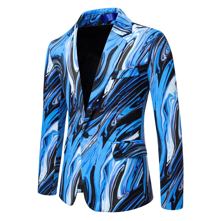 Herren Zweiteiliges Statement-Anzug mit schmal geschnittenem Sakko und Slim-Fit Hose im Marmorprint Drune