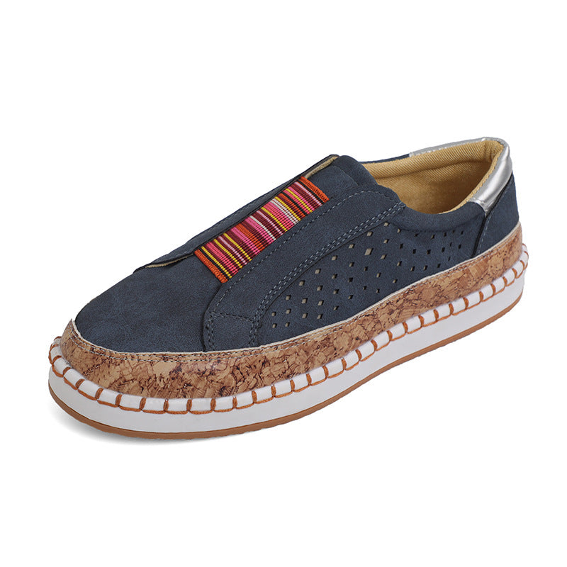Damen nan leichte Slipper-Sneaker mit Korkrand und perforiertem Obermaterial Drune