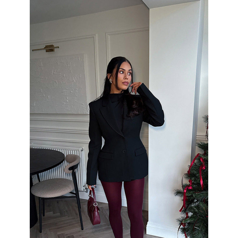 Damen eleganter Blazer mit übergroßem Schnitt und strukturierten Akzenten Drune