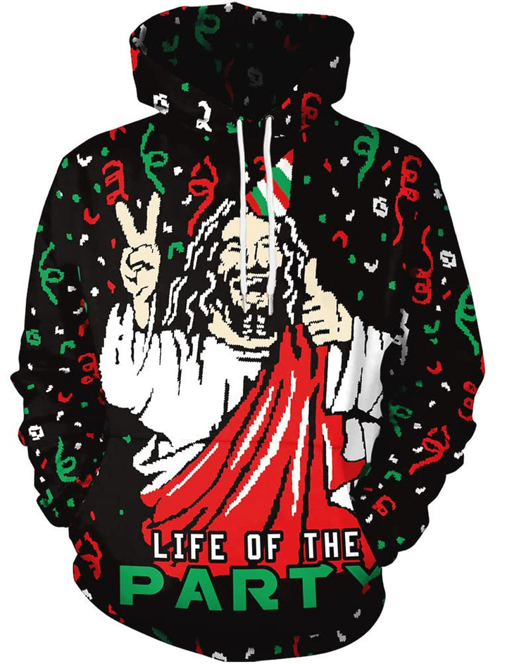 Damen Lustiger Kapuzenpullover mit weihnachtlichem DJ-Motiv Drune