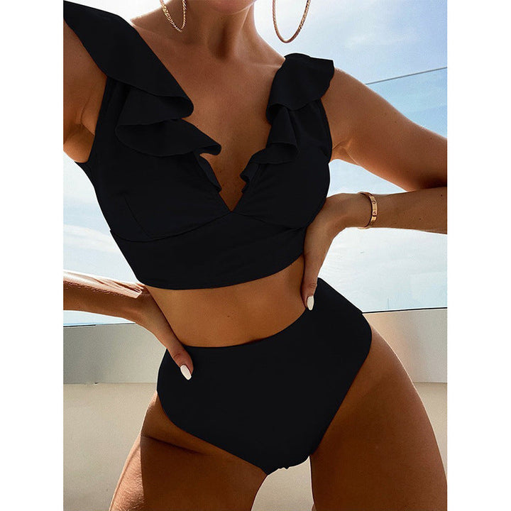 Damen Hoch tailliertes Bikini-Set mit voluminösen Rüschen Drune