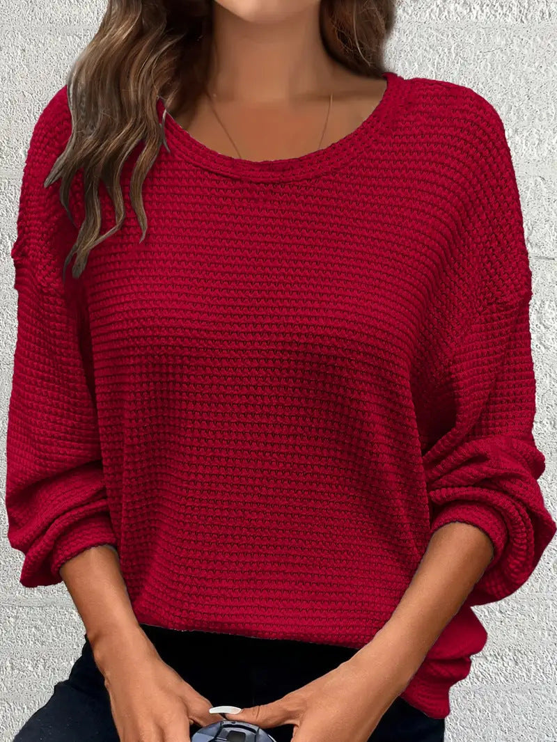 Damen lässiger Strickpullover mit weitem Schnitt und elastischen Bündchen Drune