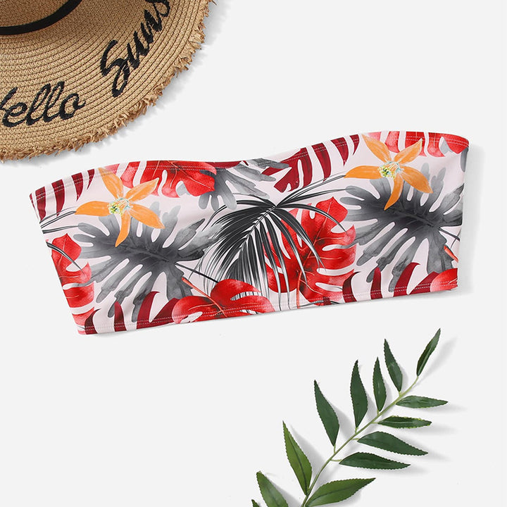 Damen Bandeau-Bikinioberteil mit lebhaftem Pflanzenmuster Drune