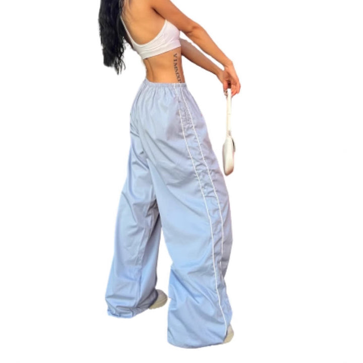 Damen elegante Sporthose mit weitem Schnitt und elastischem Bund Drune