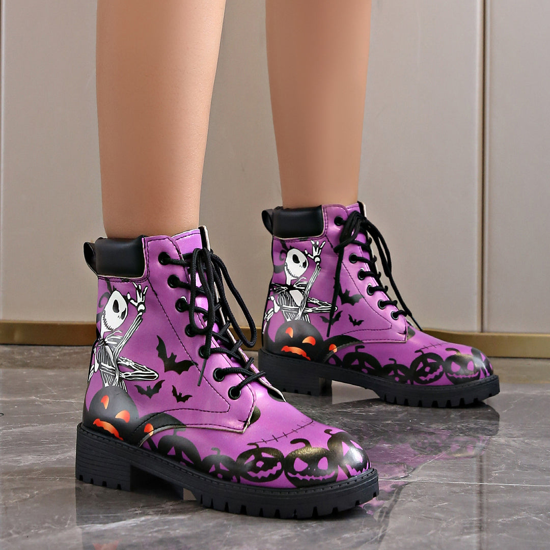 Damen Halloween-Stiefel mit illustratorischen Motiven und rutschfester Sohle Drune