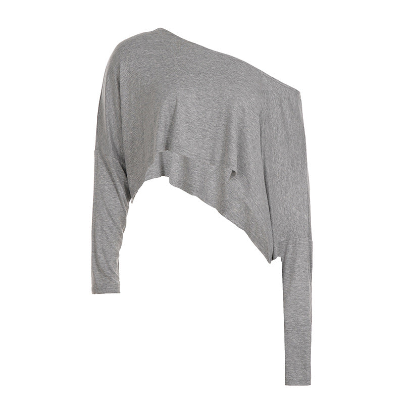 Damen asymmetrisches Crop-Oberteil mit lässigem Schnitt und weichem Stoff Drune