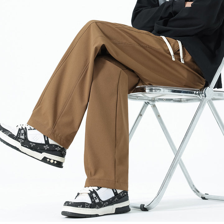 Herren Weite Relaxed‑Fit Freizeithose mit Tunnelzugbund und Teilungsnähten Drune