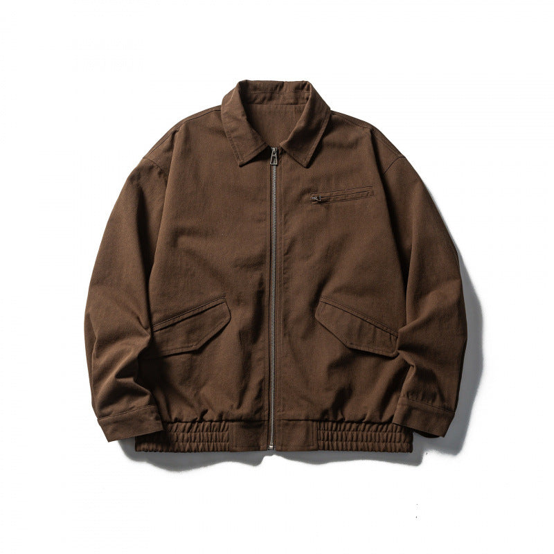 Herren Boxy-Workwear-Jacke mit durchgehendem Reißverschluss, aufgesetzten Pattentaschen und elastischem Bund Drune