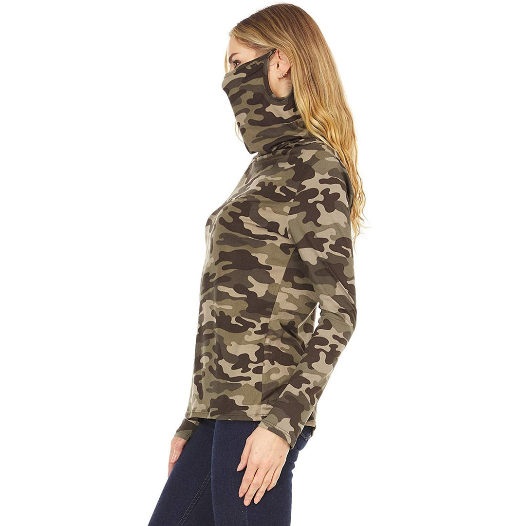 Damen Camouflage-Jersey-Longsleeve mit integriertem Schlauchkragen Drune