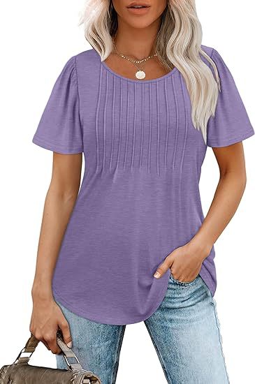 Damen Sommer T-Shirt mit Falten-Design Drune