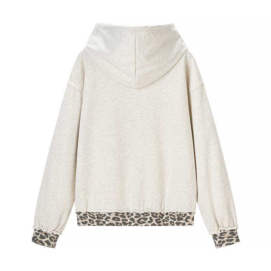 Damen lässiger Hoodie mit Leopard-Innenfutter Drune
