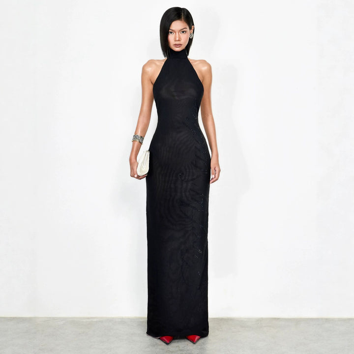 Damen Elegantes Bodenkonturen-Kleid mit schimmernden Akzenten Drune