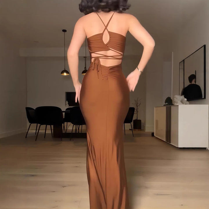 Damen Maxi-Kleid mit schmalem Trägerdesign und fließendem Schnitt Drune