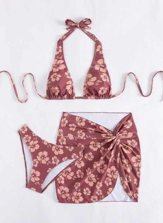 Damen Triangel-Bikini-Set mit modischem Wickelrock Drune