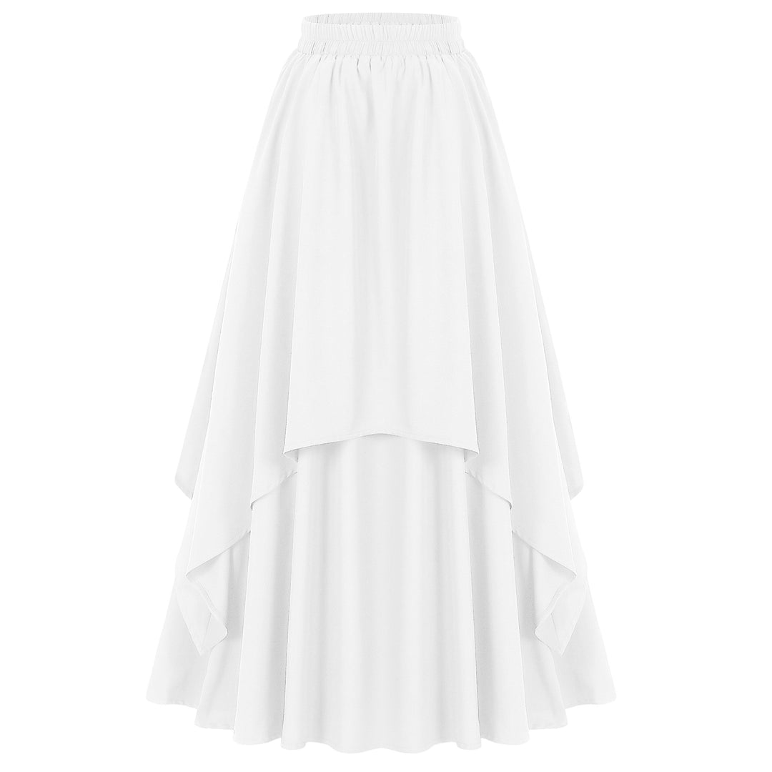 Damen nan mehrlagiger Chiffon-Maxirock mit hohem elastischem Taillenbund und asymmetrischem Stufenfall Drune