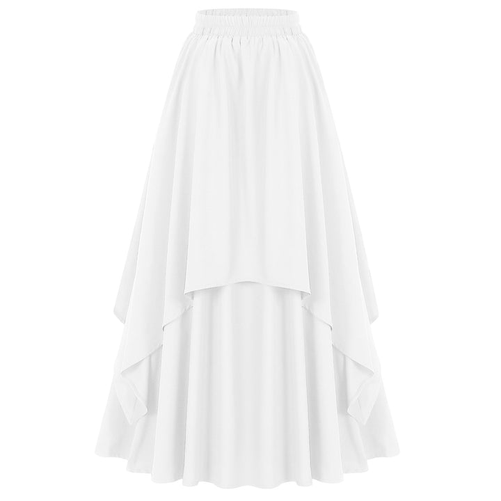 Damen nan mehrlagiger Chiffon-Maxirock mit hohem elastischem Taillenbund und asymmetrischem Stufenfall Drune