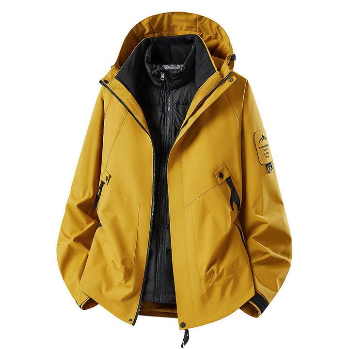 Herren Zwei-in-eins Wetterschutzjacke mit abnehmbarer Steppweste und verstellbarer Kapuze Drune
