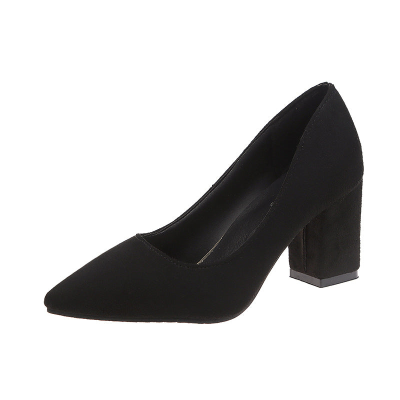 Damen Samtige Spitz-Pumps mit mittelhohem geometrischem Blockabsatz Drune