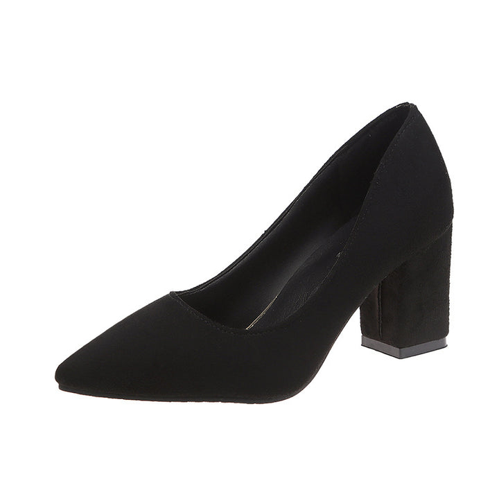 Damen Samtige Spitz-Pumps mit mittelhohem geometrischem Blockabsatz Drune