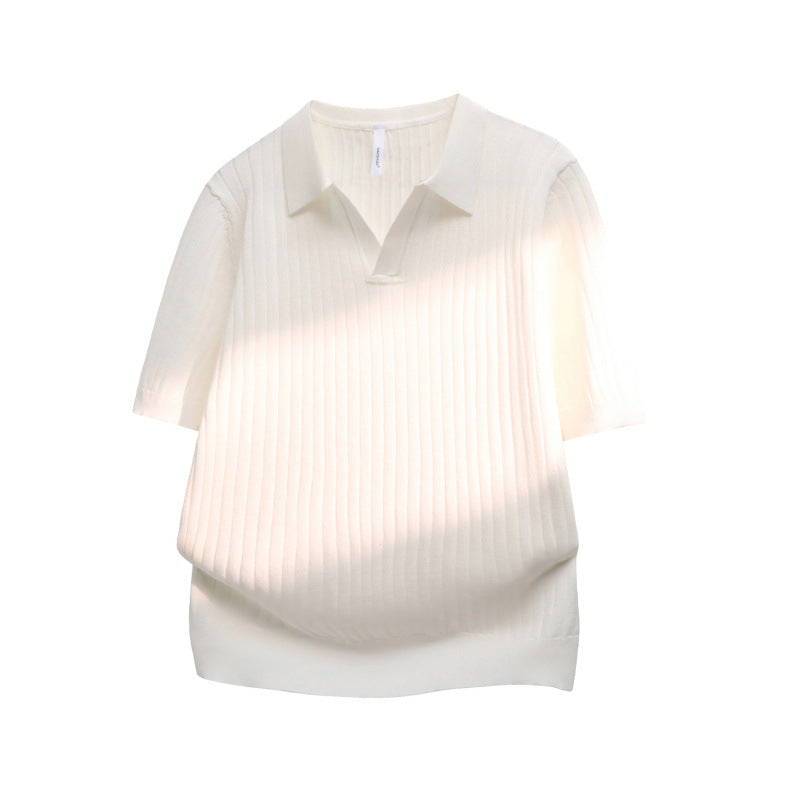 Damen Elegantes Kurzarm-Strickpoloshirt Drune