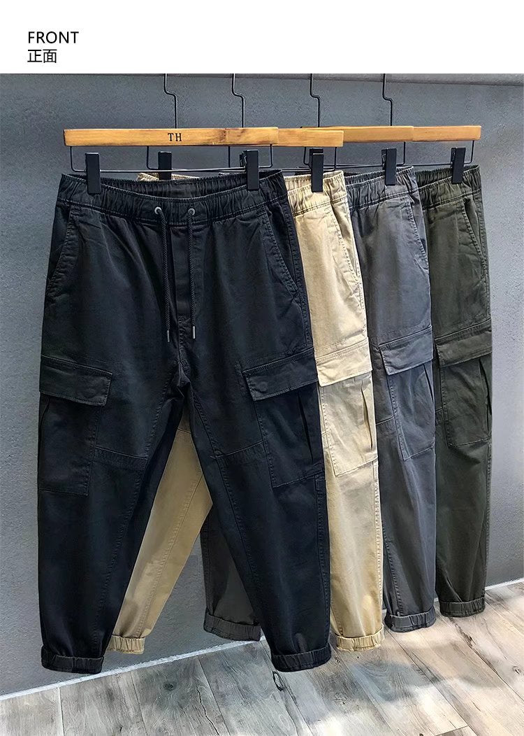 Herren Cargohose im Camouflage-Utility-Stil mit geradem Bein und robustem Canvas Drune