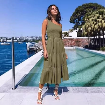Damen Maxikleid mit ärmellosem Design und elastischem Bustier Drune